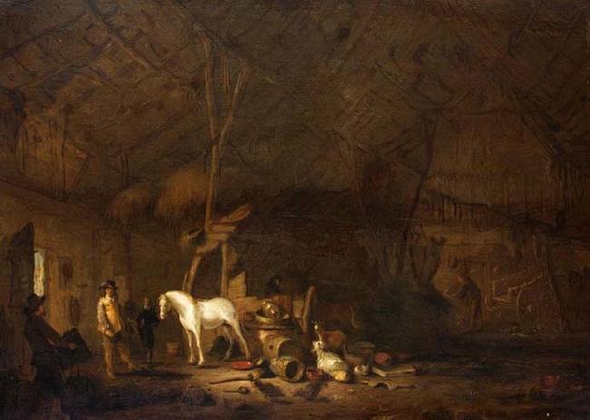 POEL, Egbert van der Barn Interior oil painting picture